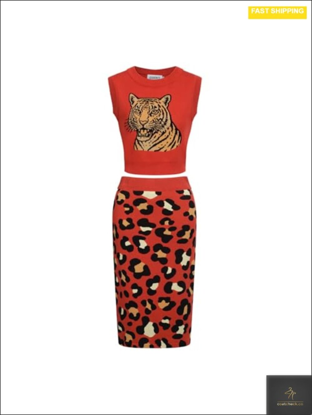 Women's Retro Knit Vest and Skirt Set, Cotton, Stretchy
